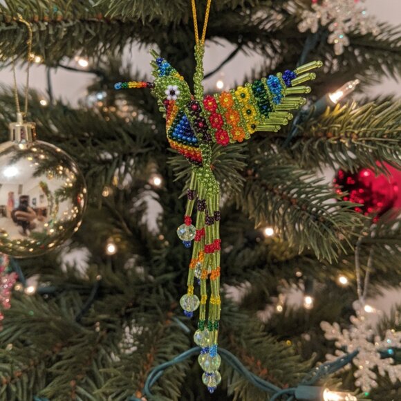 Colorful Beaded Hummingbird Accessory Bag Charm, Key Ring, Keychain Holiday Gift - Picture 5 of 5